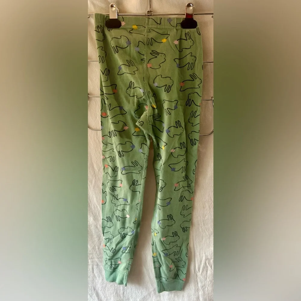 Hanna Andersson Green / Teal Bunny Print Pajama Bottoms 8 Easter PJ Pants